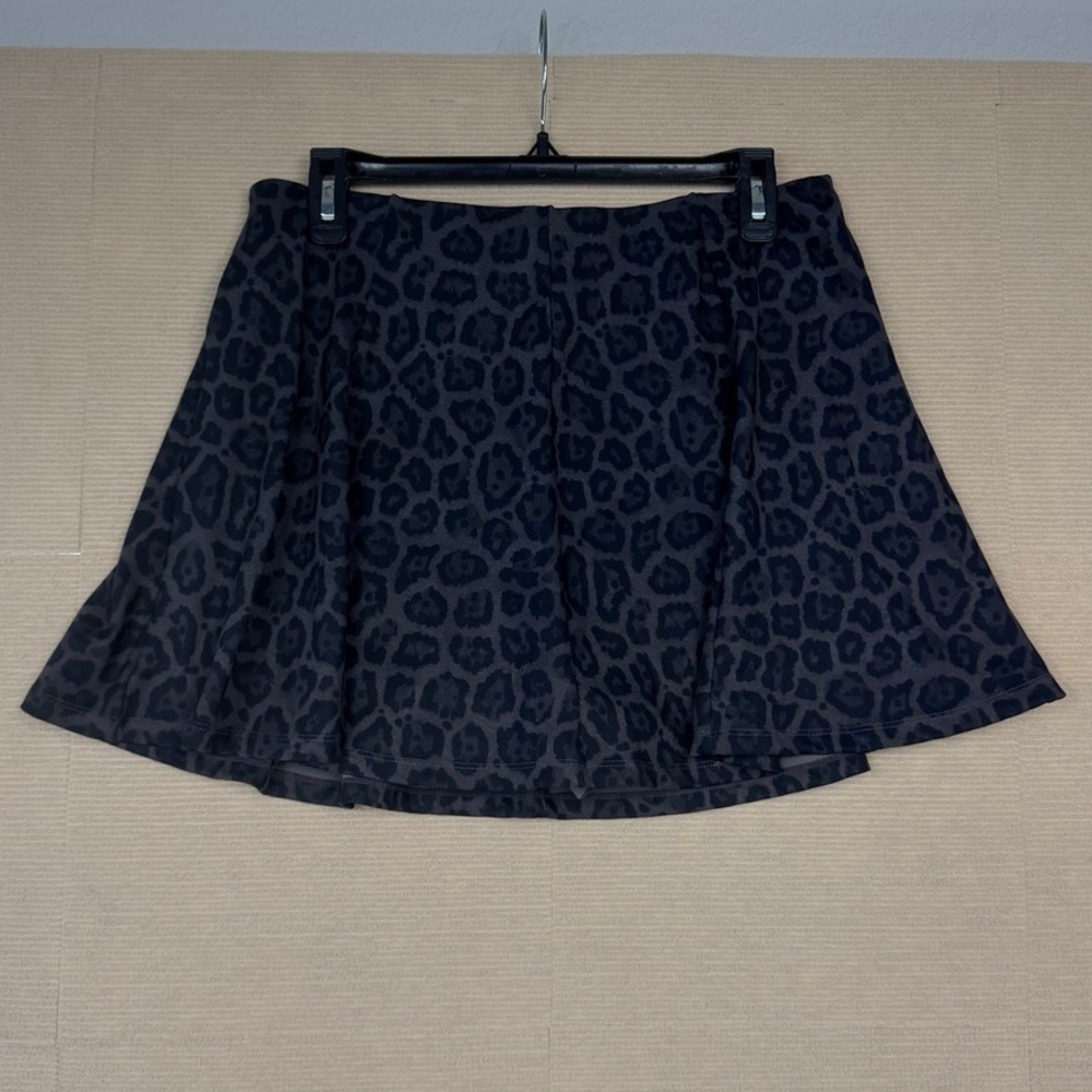 Move Theology Womens Leopard Print Athletic Tennis Skort Grey Large